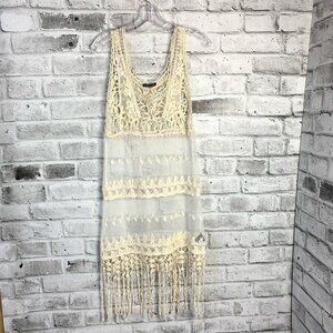 Suzy Shier Sheer Mesh Croquet Beach Coverup Tank Dress